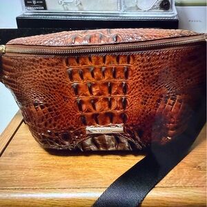 Brahmin Brown Crocodile-Embossed Crossbody Bag